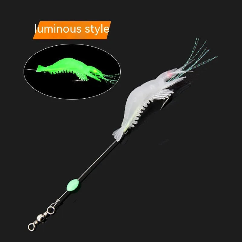 Luer soft fishing lure with hook in six colour variations including luminous options