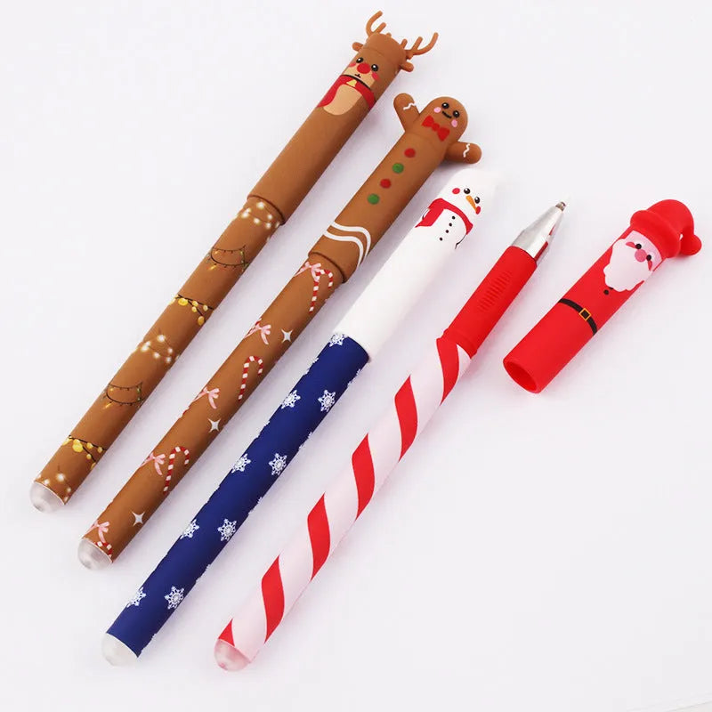 Set of 4 erasable gel pens in red, black, green, blue with 0.5mm fine tip