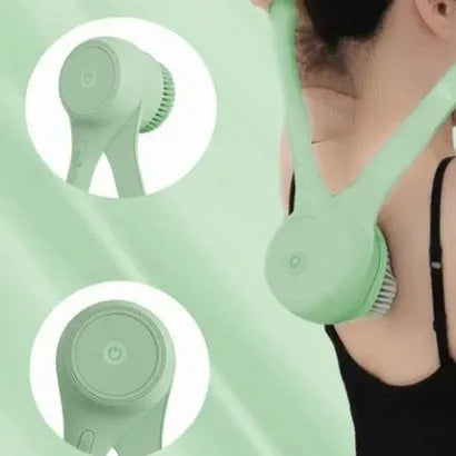 Green electric bath brush with dual handles for women, rechargeable 2000mAh
