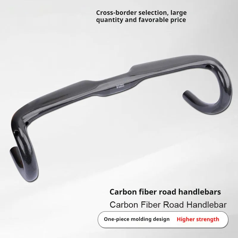 Non-standard carbon fibre road bicycle drop handlebar in black grey silver UD matte finish