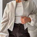 Women's off-shoulder coat with lantern sleeves in brown loose casual style
