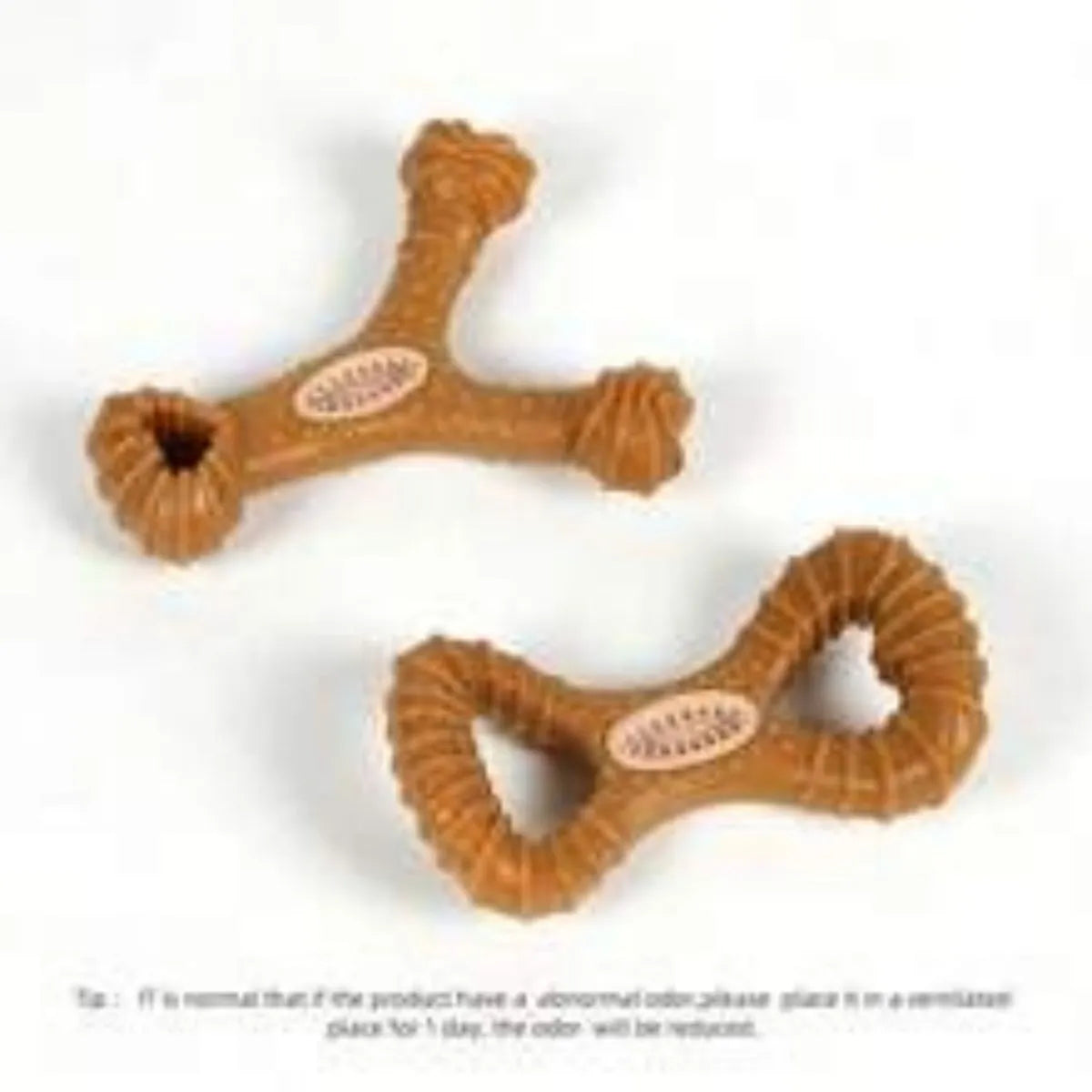 Durable rubber dog chew toy bone for teeth cleaning in 8-shape and Y-shape designs