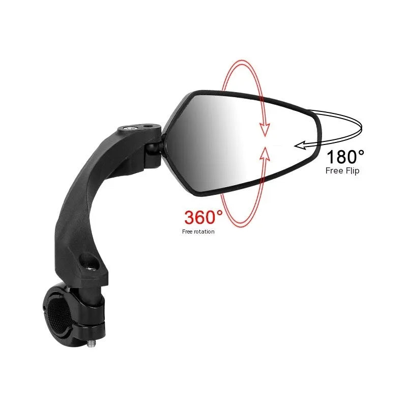 Black PMMA acrylic bicycle rearview mirror for mountain bike handlebars