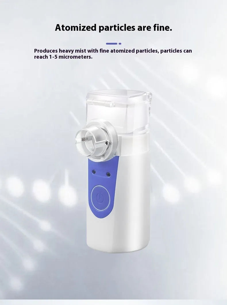 Columnar-shaped plastic handheld nebuliser spray machine with USB connection cable