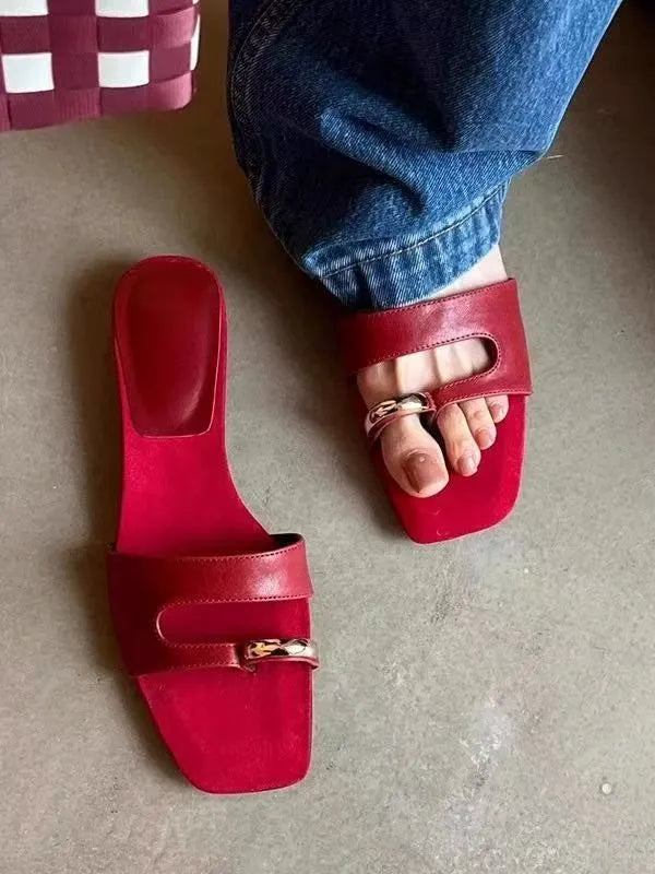 Fashion Outdoor Wear plus size square-toe slippers in leather and rubber, multiple colours and sizes