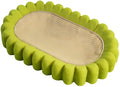 Green oval-shaped cat scratch pad and lounge bed made from textured sisal fabric.