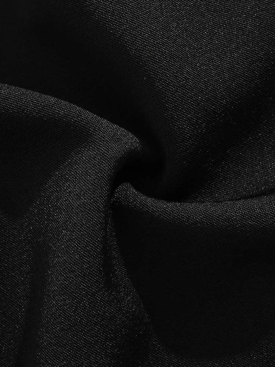 Black loose fit men's casual shorts with elastic waistband and straight leg design
