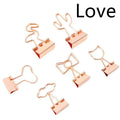 Gold metal decorative clip with long tail in flamingo, love, clouds, cat, cactus, or bow shapes