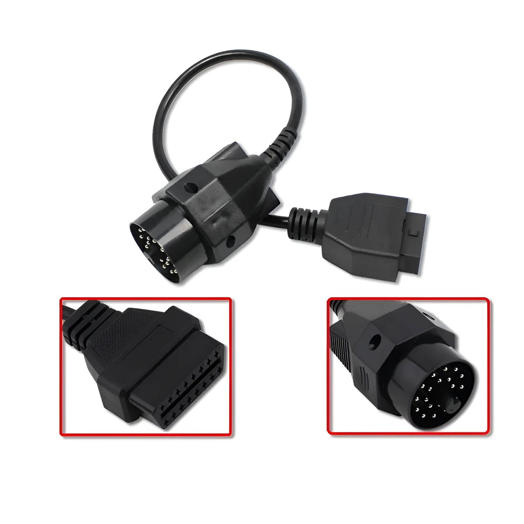 BMW OBD2 20-pin to 16-pin diagnostic cable adapter for vehicle scanner compatibility