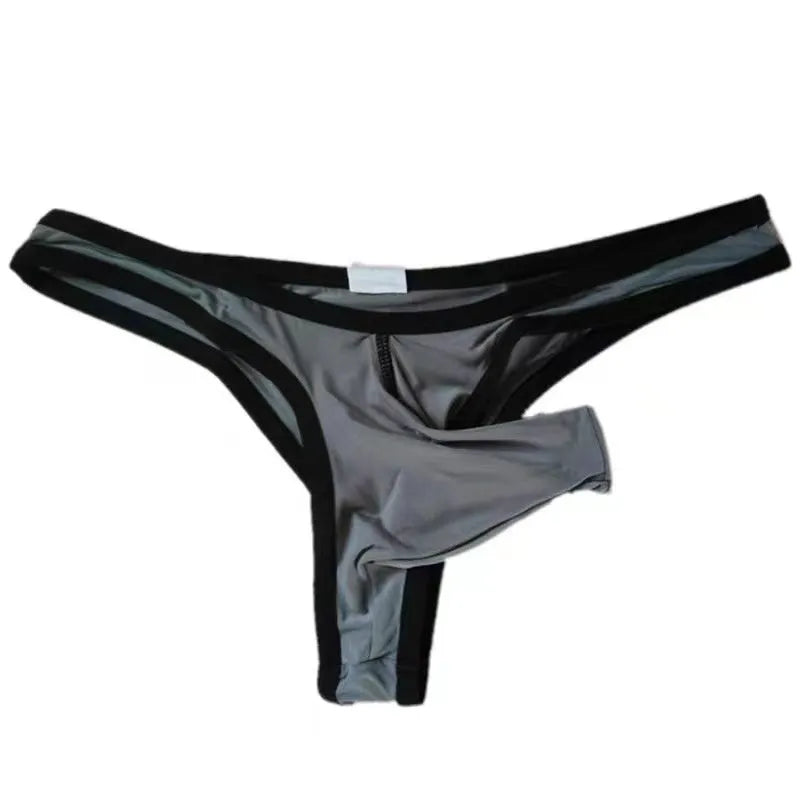 Men's elephant nose style briefs in Ice Silk nylon fabric showing front design and elastic waistband