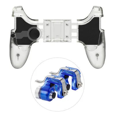 Black plug-in mobile phone gaming handle controller with physical grip supports