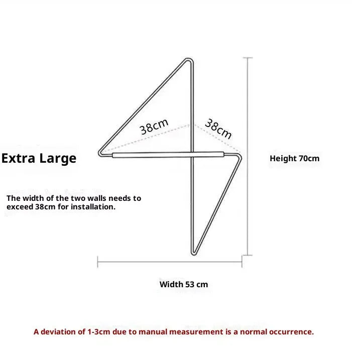 Minimalist carbon steel corner clothes hanger wall mounted storage hook small 50x40cm