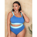 Women's solid colour high-waist polyester bikini brief suit with a side split detail.