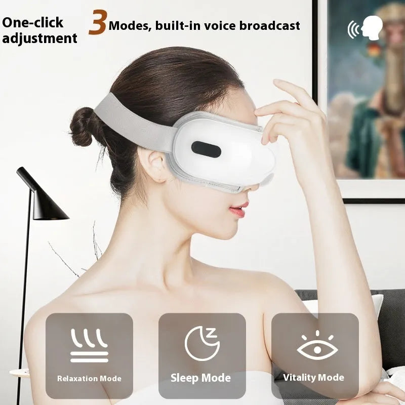 White rechargeable airbag massage hot compress eye massager with charging cable