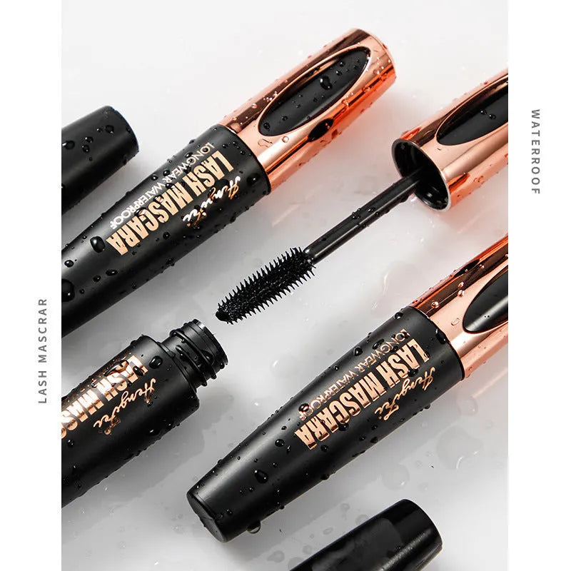 Black waterproof mascara tube that creates thick, long, curling lashes without smudging