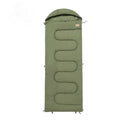 Outdoor cotton sleeping bag in ochre or olive green, shown rolled for portability.