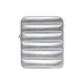 Black elastic puff bag laptop sleeve for 9.7 to 11 inch devices on a table