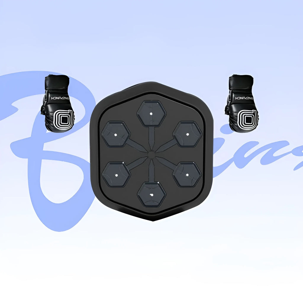 Black smart boxing machine with Bluetooth connection and Velcro fastening for fitness training