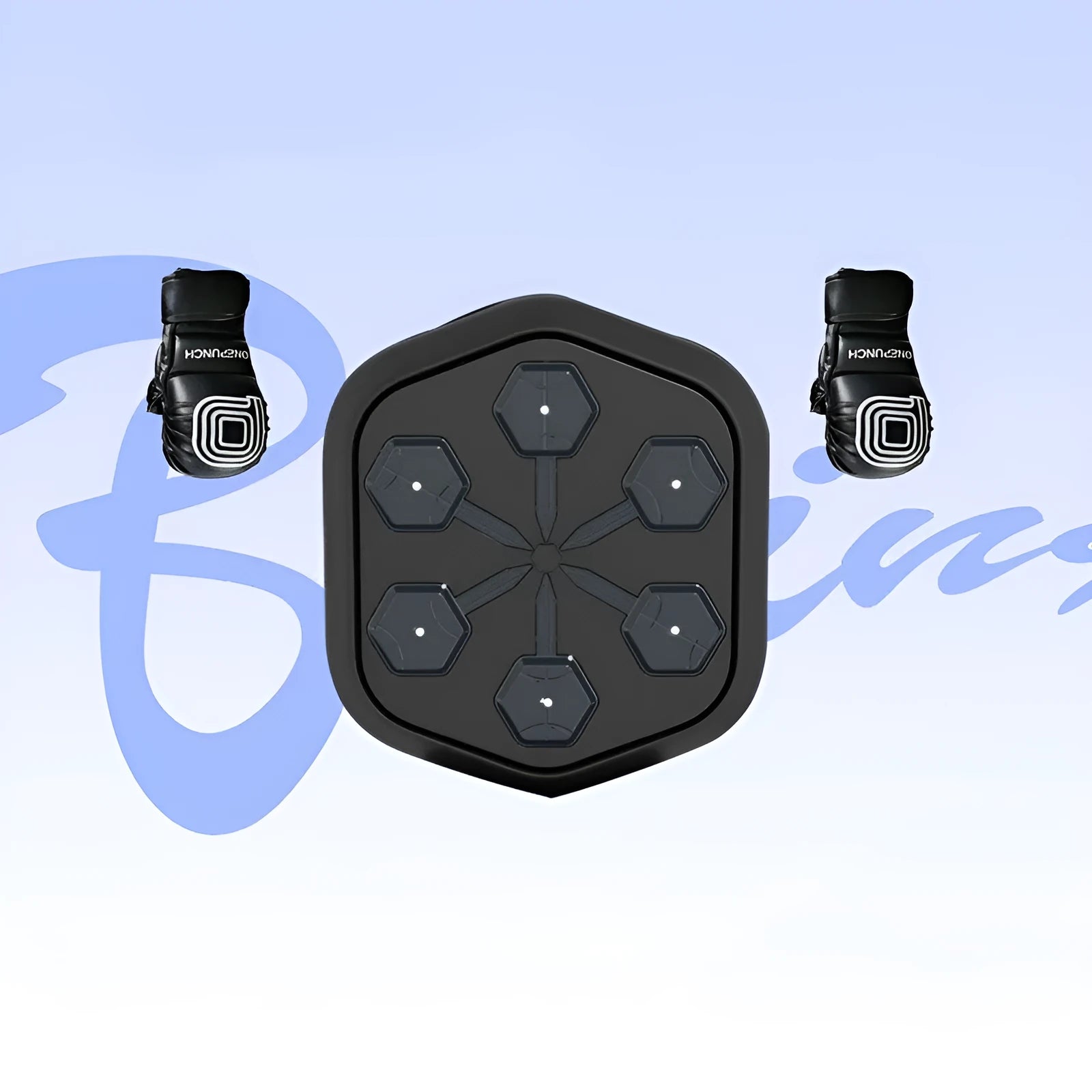 Black smart boxing machine with Bluetooth connection and Velcro fastening for fitness training