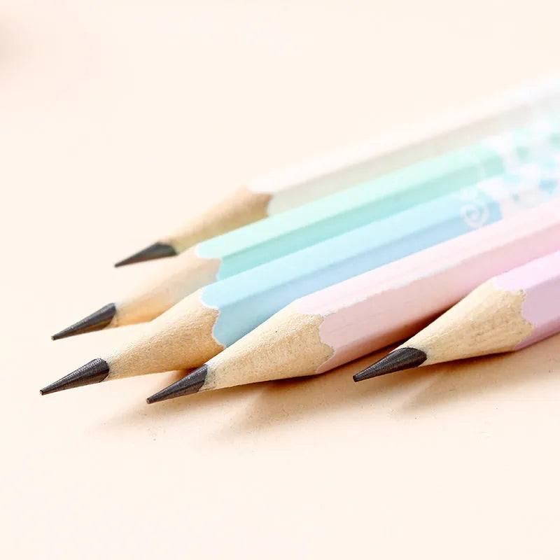 Basswood six-angle pencil with HB refill showing geometric barrel design