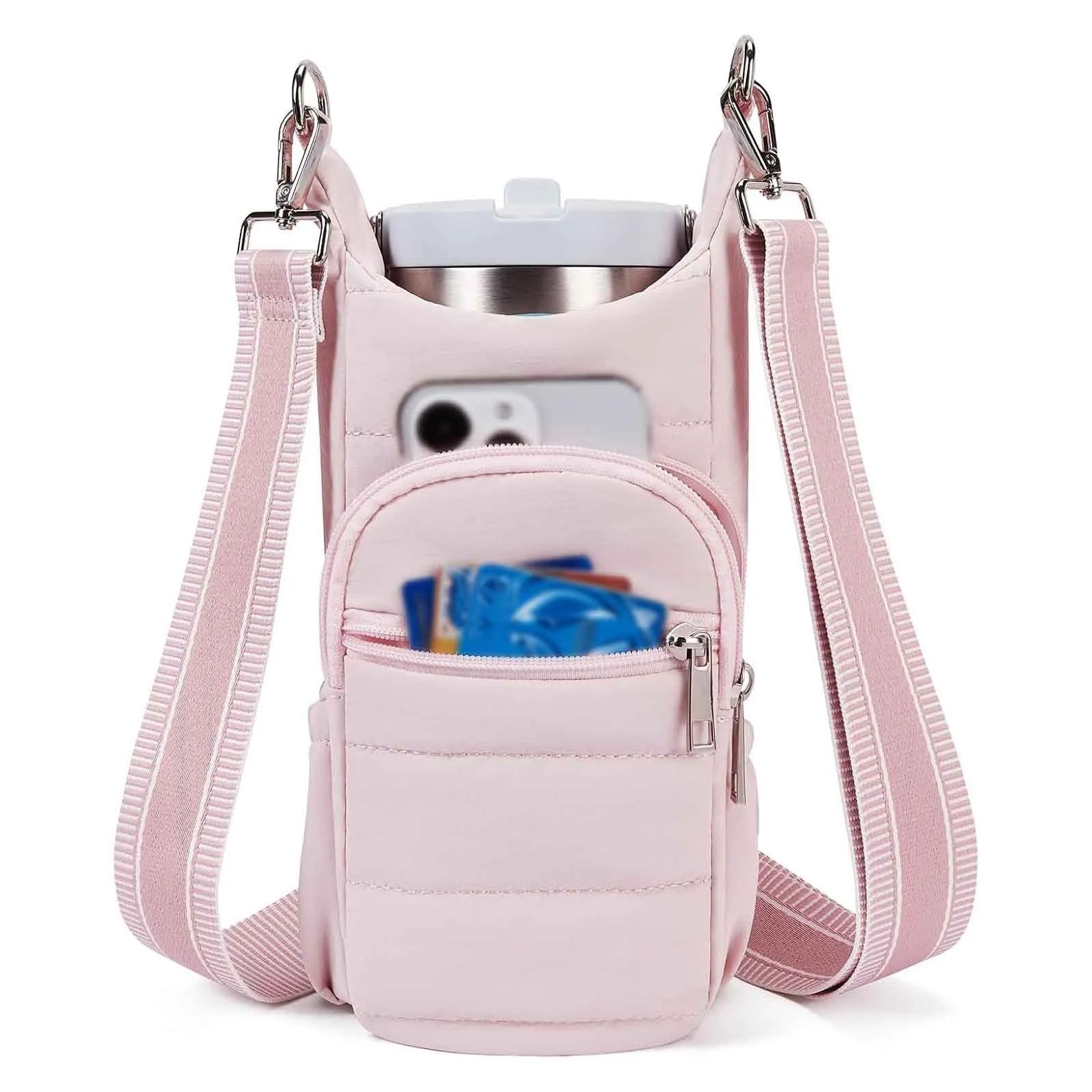Cloth water bottle kettle bag for bicycles in black, pink, or beige colour